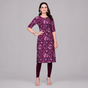 Women Floral Printed Crepe A-Line Kurta