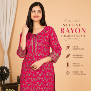 Stylish Printed Rayon Straight Kurti for Women