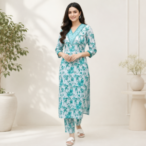 Women’s Cotton Floral Printed Kurta with Bottomwear Set